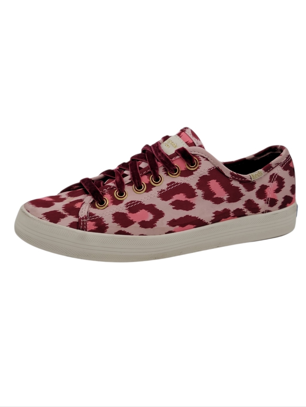 Keds Kate Spade Sneakers Women Size 7 Pink Burgundy Satin Velvet Shoelaces Logo - Picture 13 of 13